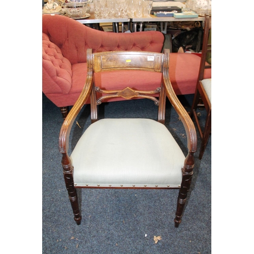 574 - Antique bar back open armchair.