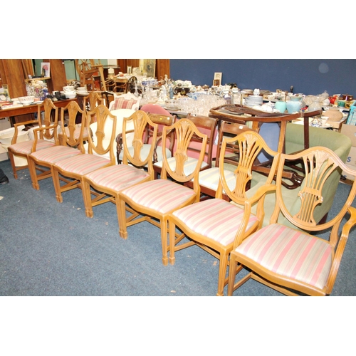 576 - Set of eight shield back dining chairs (6+2).