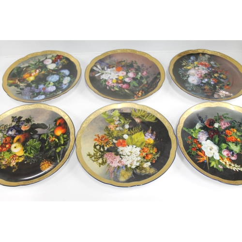 68 - Set of six Grande Kobenhavn plates by J L Jensen, depicting still life fruit and flowers.