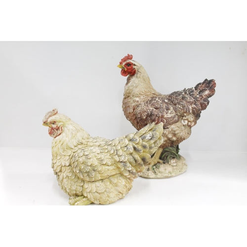 74 - Hen and cockerel models.  (2)