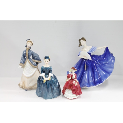 75A - Three Royal Doulton figurines to include Top of the Hill, Cherie and Elaine, and a Royal Worcester f... 