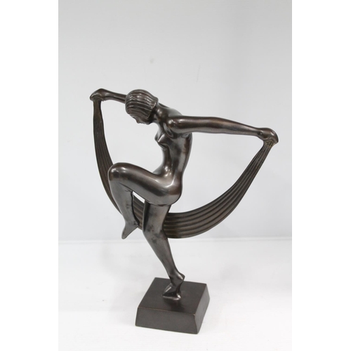 75d - Bronze effect model of a dancer, 24cm high.