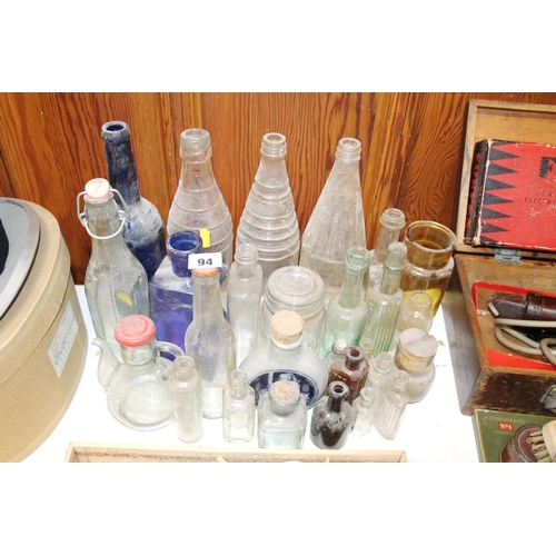 94 - Antique, and other, glass bottles.