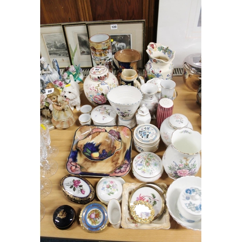 99 - Ceramics to include a Masons ginger jar and cover, a Masons jug, Tunstall china, trinket boxes, vase... 