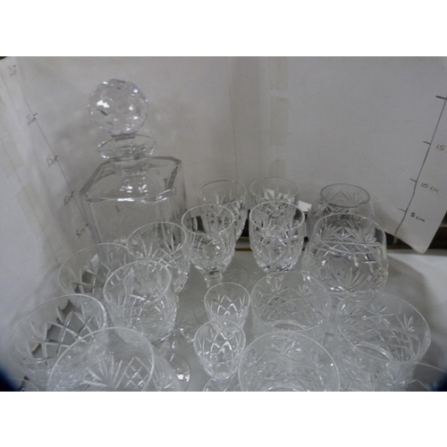 192 - Collection of cut glass to include decanters, jugs, brandy balloons etc.