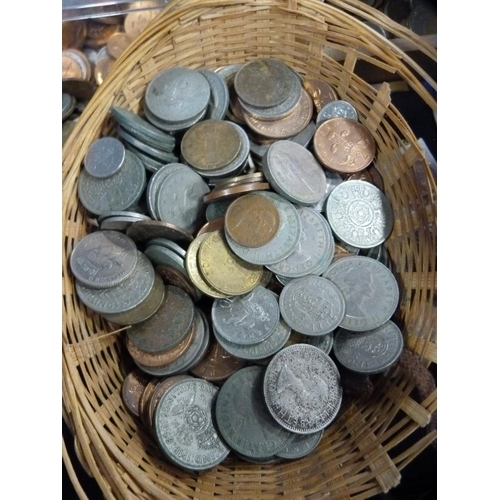 298 - Box containing pre and post decimal copper and nickel coins, halfpennies etc.