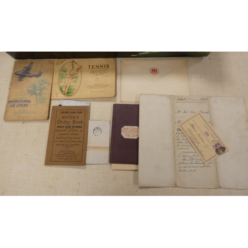 108 - DOCUMENTS & EPHEMERA - POSTAL HISTORY ETC.  Large box of miscellaneous items, stamped envelopes,... 