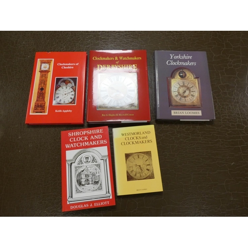 131 - Clocks & Clockmakers.  5 various vols. in d.w's.