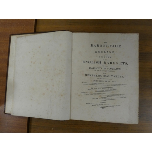 254 - BETHAM REV. WILLIAM.  The Baronetage of England or The History of the English Baronets &am... 