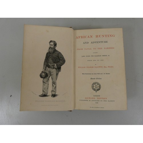 195 - BALDWIN WILLIAM CHARLES.  African Hunting & Adventure from Natal to the Zambezi. Front... 