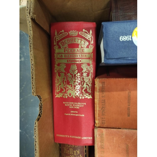 191 - Reference.  A carton of various vols. incl. peerages.