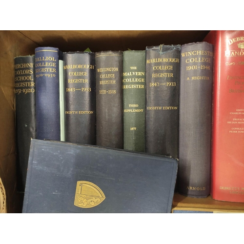 192 - Reference.  A carton of various vols., incl. school & college registers.