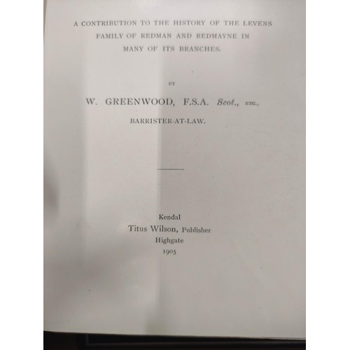 194 - GREENWOOD W.  The Redmans of Levens & Harewood. Illus. Orig. red cloth gilt, tending to split in... 