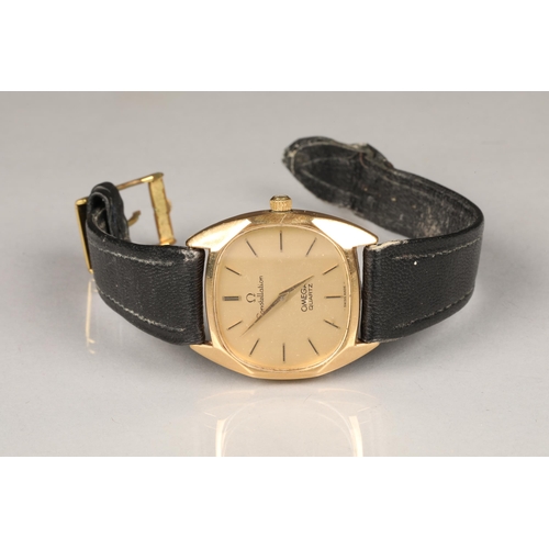 127 - Gents Omega constellation quartz wrist watch, on a black leather strap