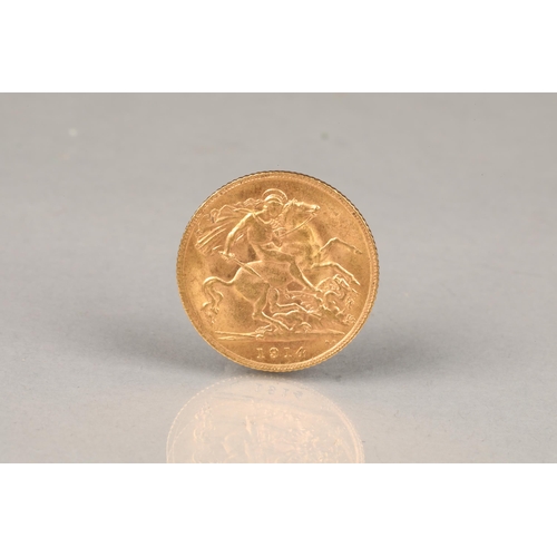 132 - Gold half sovereign, dated 1914, 4g