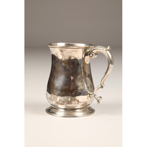 162 - George II silver tankard, baluster form with scroll handle, assay marked, London 1754, Thomas Whipha... 