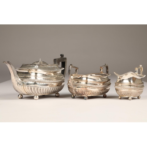 174 - Victorian three piece silver tea service, assay marked Sheffield 1890, James Dixon and Sons, total w... 