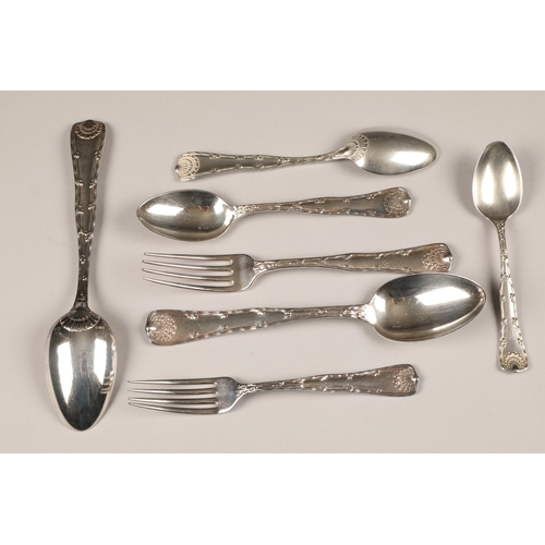 179 - Suite of Tiffany and Co silver cutlery, wave edge pattern (1884-1955), stamped sterling, including: ... 