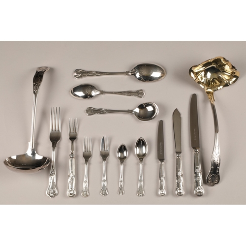 181 - A full suite of Sheffield silver plated double struck Kings pattern cutlery by Walker and Hall, all ... 