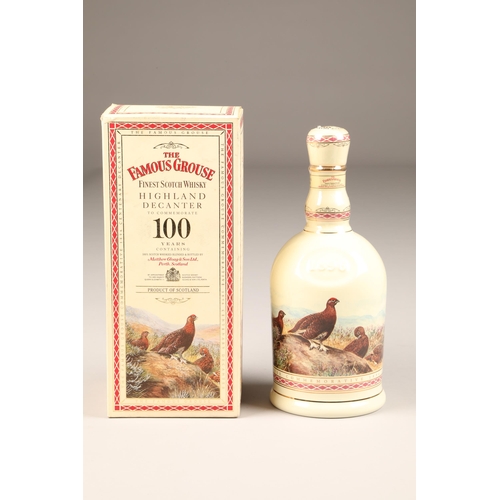 199 - The famous grouse finest scotch whisky Highland decanter, to commemorate 100 years with carton, 40% ... 