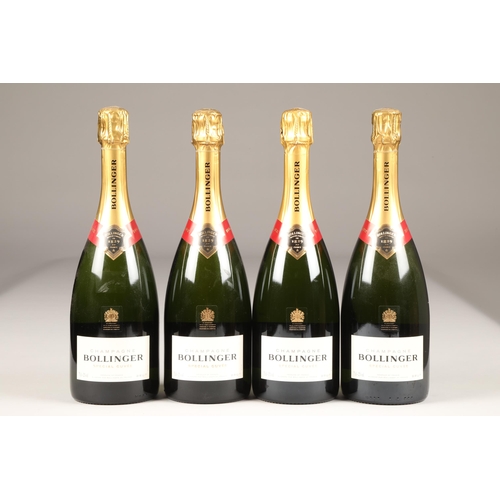 214 - Four bottles of Bollinger Champagne, special cuvee, 75cl, 12% vol,