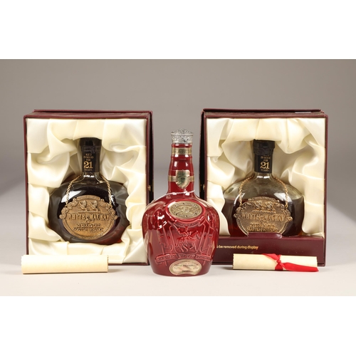 220 - Two boxed Whyte and Mackay 21 year old blended scotch whisky, 75cl, 43% vol, and a Chivas Royal Salu... 