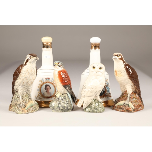 224 - Two commemorative porcelain decanters from Bell's scotch whisky, 75cl, 43% vol Porcelain Kestrel dec... 