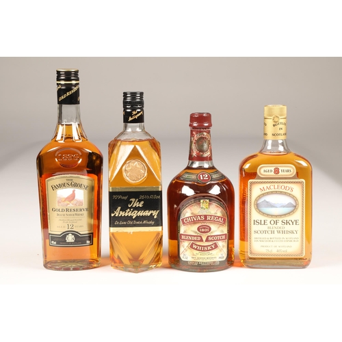 229 - Four assorted botttles of whisky including: Chivas Regal blended scotch whisky, 75% proof, 26 2/3 fl... 