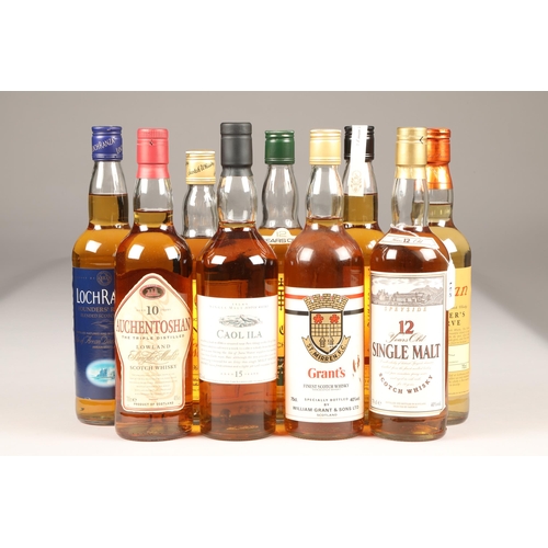 231 - Nine assorted bottles of whisky including: 12 year old Speyside single malt whisky, 40% vol, 70cl.,1... 