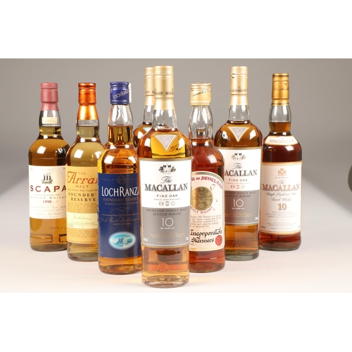 232 - Ten assorted bottles of Whisky including: 15 year Macallan Fine Oak Highland single malt scotch whis... 