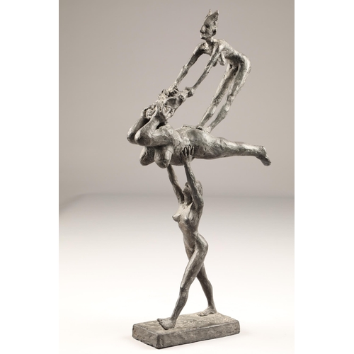 241 - Michael Duihan (Irish born 1956) ARR Bronze sculpture, signed, dated 96, No 1/9 'Triple Dancing Grou... 