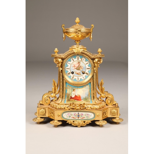 247 - A 19th century French Ormolu Mantle Clock, with painted dial, stamped 'Rollin A Paris 793' on the re... 