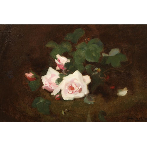 357 - James Stuart Park (Scottish 1862-1933) Gilt framed oil on canvas, signed 'Pink Roses' 50cm x 75cm