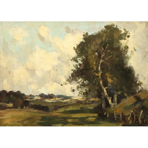 363 - James Taylor Brown (Scottish 1868-1923) Framed oil on board, signed 'Ayrshire Pastoral Landscape' 21... 