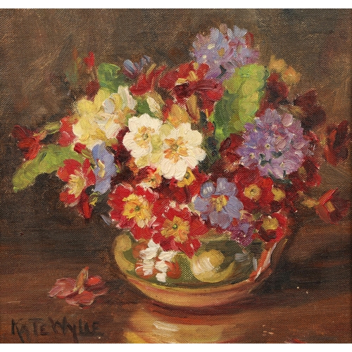 395 - Kate Wylie (Scottish 1877-1941) Framed oil on board, signed 'Mixed Flowers' 21cm x 21cm