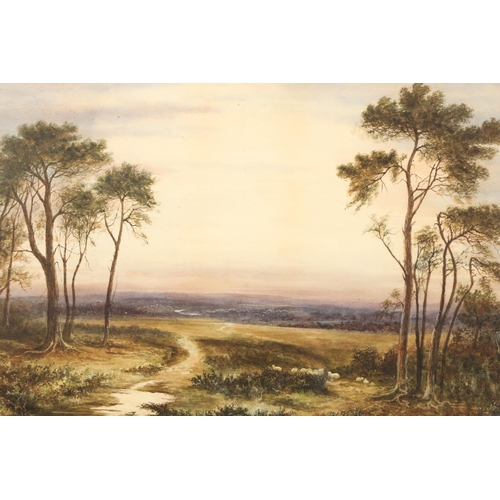 397 - British School (early 20th century) Framed watercolour, indistinctly signed 'Across the Heath' 38cm ... 