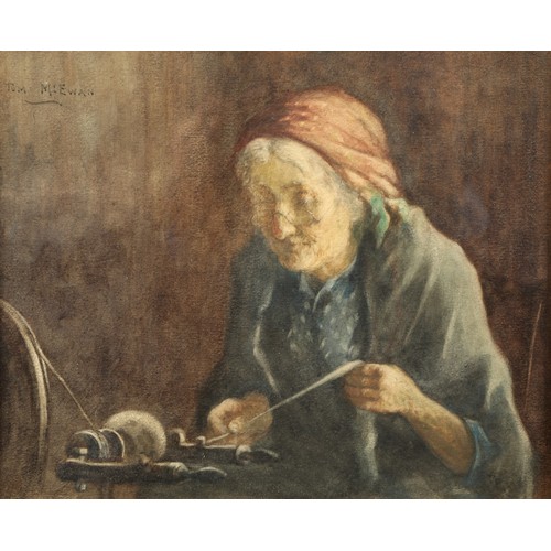 396 - Tom McEwan (British 1846-1914) Pair of gilt framed watercolours, signed i. 'Old Lady at Spinning Whe... 