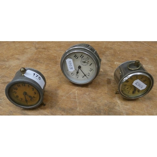 175 - Three vintage Art Deco alarm clocks (a/f).