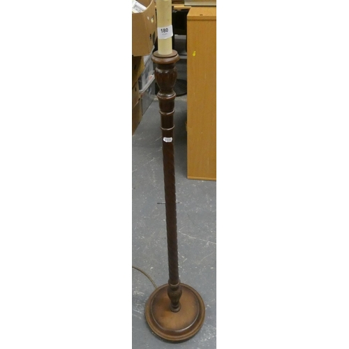 180 - Mahogany twist column standard lamp (electrical testing/re-wiring required).