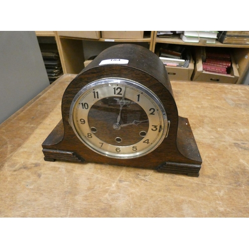 184 - Large oak mantel clock Westminster chime.