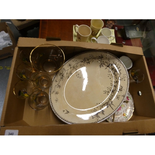 340 - Box of mixed dinner ware.