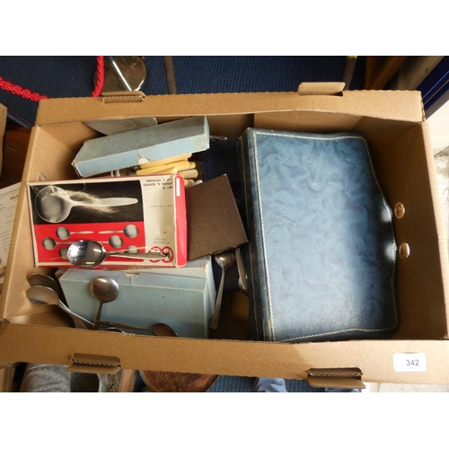 342 - Large box of vintage cutlery.