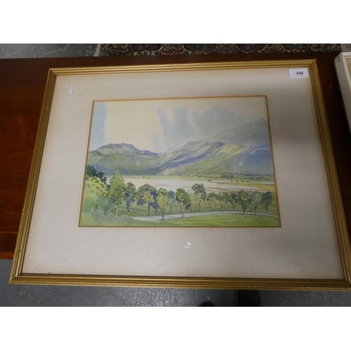 348 - Alastair Dallas (Scottish 1898-1983).Highland loch scene. Watercolour.26.5cm x 36.5cm. Signed, dated... 