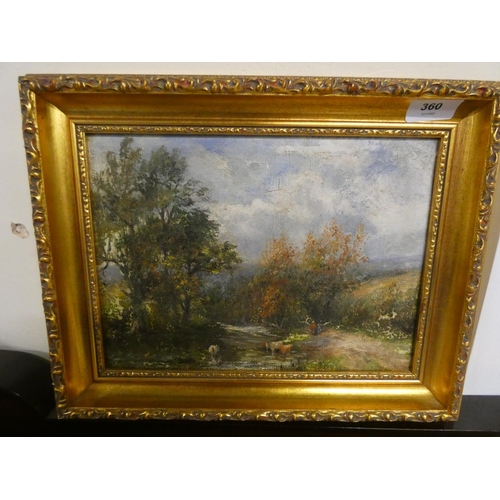 360 - Unsigned oil on canvas landscape, in gilt frame.