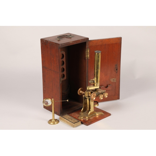 225 - Boxed brass microscope