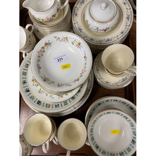 231 - Quantity of dinner and tea ware including Minton 'Bellemeade' , Royal Doulton 'Tapestry' and Wedgewo... 