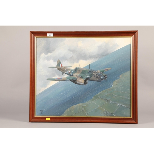 397 - SGH ' Lancaster bomber' Acr)lic on canvas, ( 57 x 67 cm incl frame )