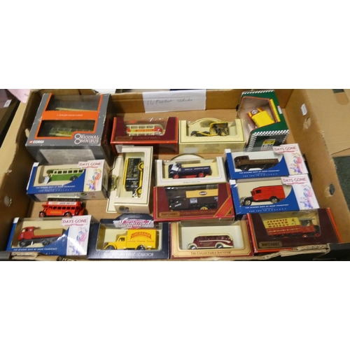 445 - Two boxes of Matchbox, Days Gone, etc. vans and cars.