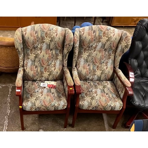 598 - Pair of wing back fireside chairs