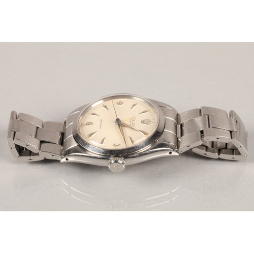 126 - 1950s gents Rolex Oyster precision stainless steel wrist watch 34mm, having 3-6-9 dial with arrowhea... 